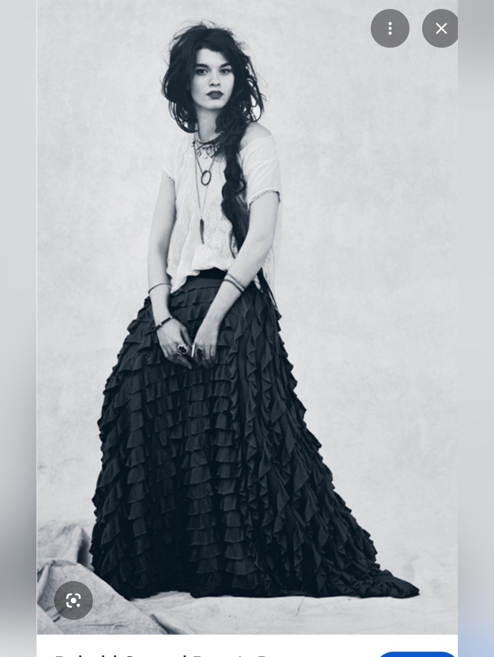 Free People Lydia Cascading Ruffles Maxi Skirt Black S Small Boho Hippie